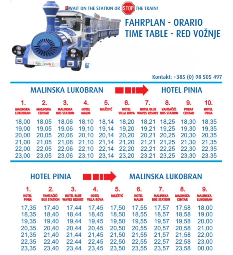 Malinska Train Tour Schedule